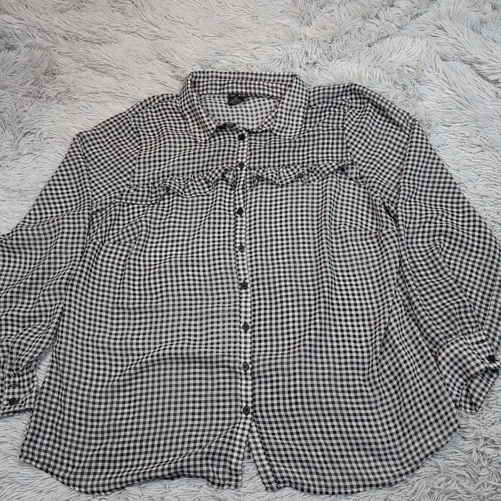 Torrid Shirt Womens Plus 2 Sheer Top Lightweight Blouse Button Up Check